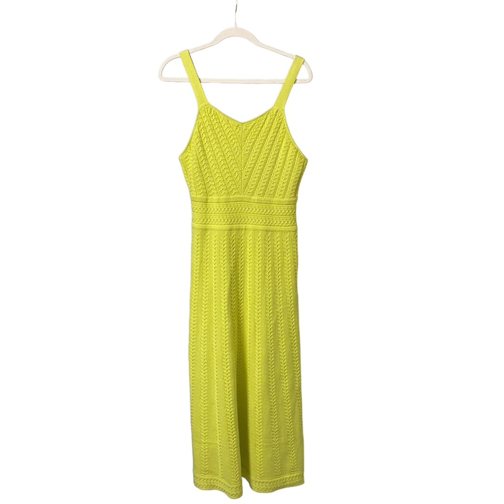 Haute hippie yellow crochet knit boho vacation Summer Tank Maxi Dress Medium